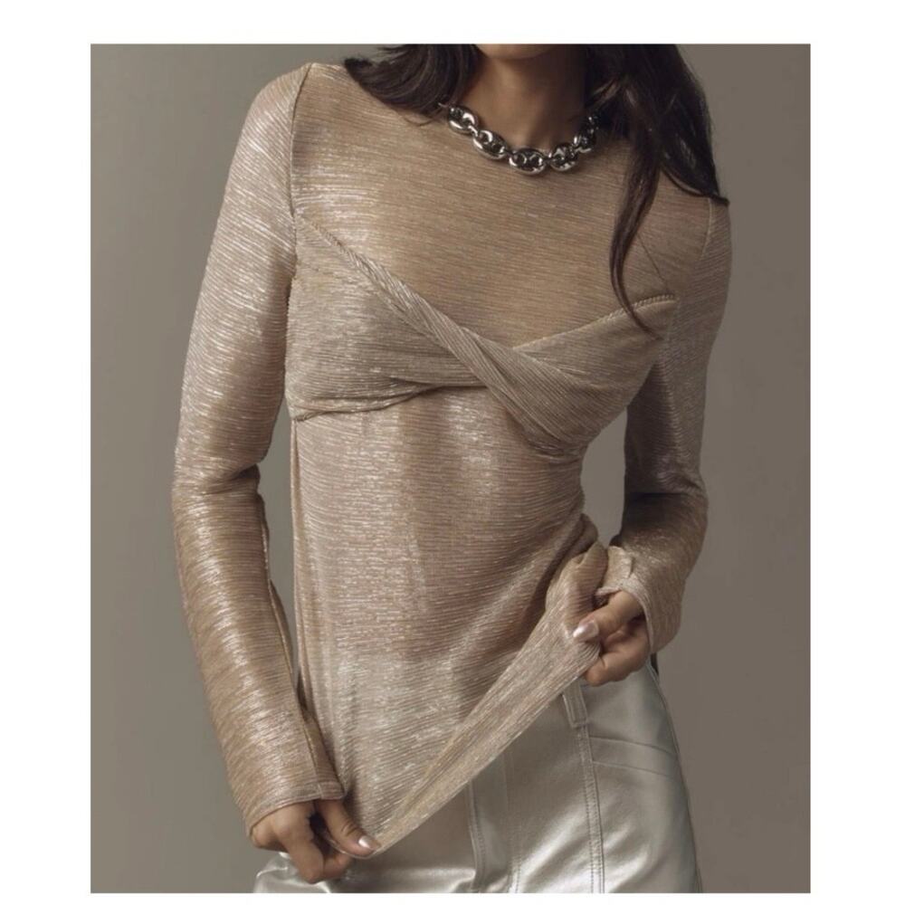 NOT FOR SALE Anthropologie Metallic Tan Blouse